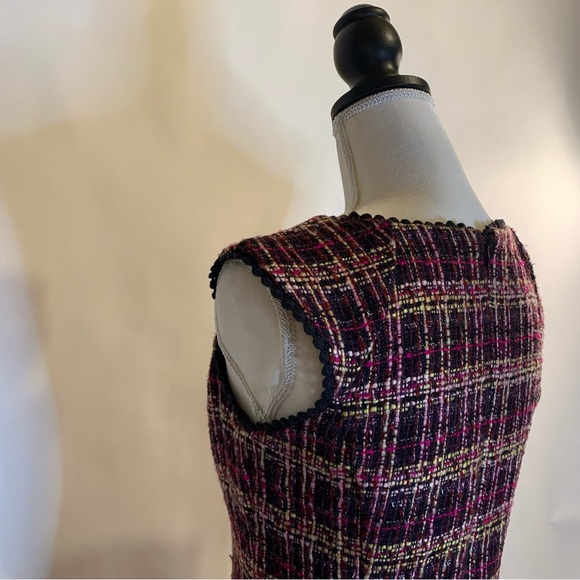 Nanette by Nanette Lepore Drop Waist Magenta Knee Tweed Length Dress Size 2 - Picture 8 of 13